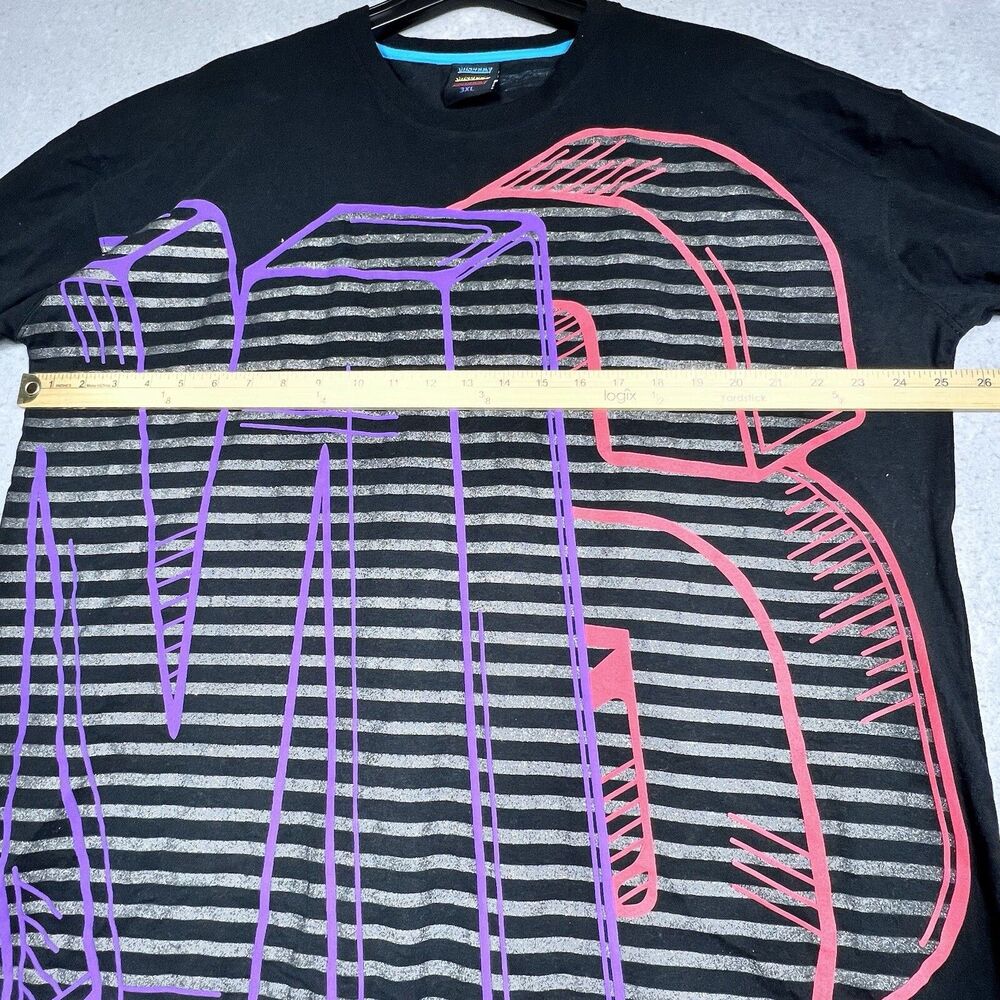 Vintage Miskeen T Shirt Mens 3XL Multicolor 3D Black Short Sleeve Hip Hop Y2K - Picture 7 of 12